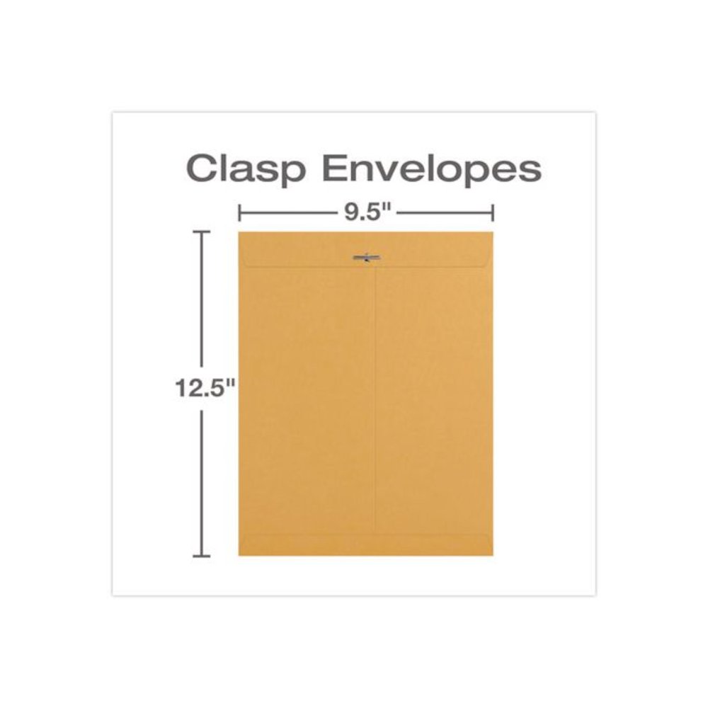 Clasp Envelope, 32 lb Bond Weight Kraft, #12 1/2, Square Flap, Clasp/Gummed Closure, 9.5 x 12.5, Brown Kraft, 100/Box. Picture 3