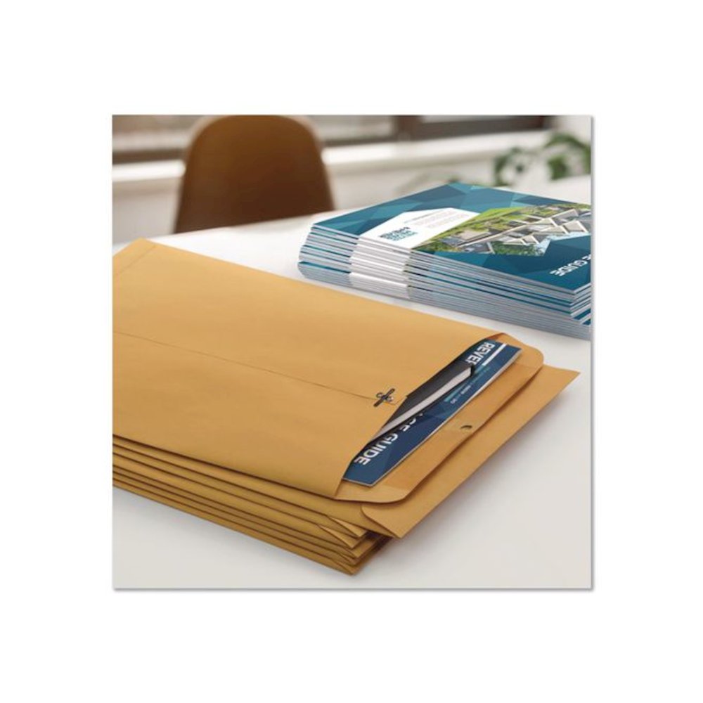 Clasp Envelope, 32 lb Bond Weight Kraft, #12 1/2, Square Flap, Clasp/Gummed Closure, 9.5 x 12.5, Brown Kraft, 100/Box. Picture 4
