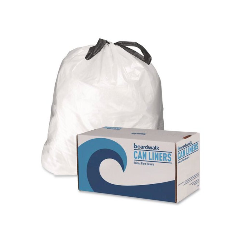 Drawstring Kitchen Bags/Liners, Drawstring, 13 gal, 24" x 28", White, 50 Bags/Roll, 2 Rolls/Carton. Picture 6