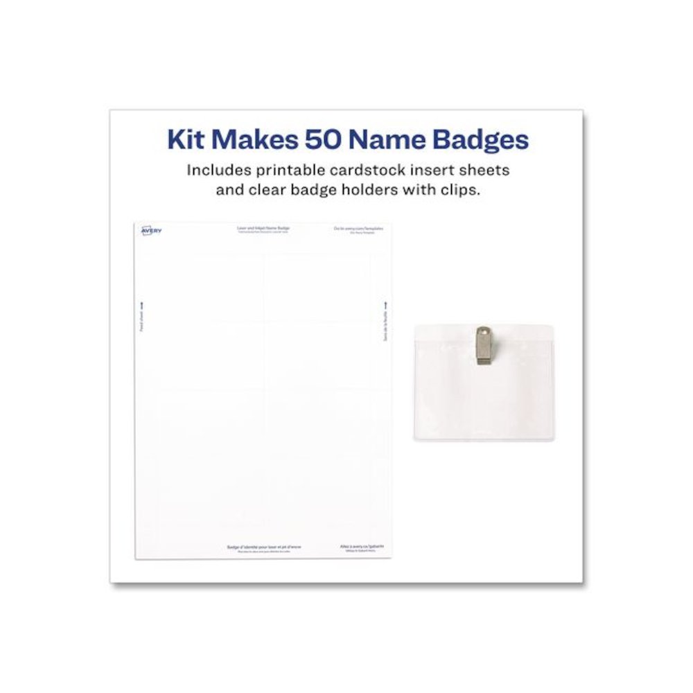 Clip-Style Name Badge Kit, Clear, 3 x 4 Insert, 50 Badges/Box. Picture 4