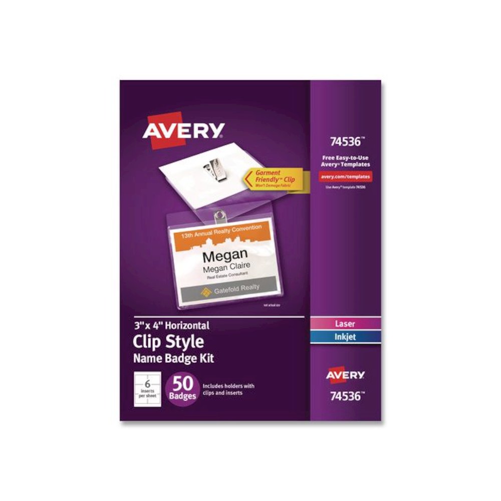 Clip-Style Name Badge Kit, Clear, 3 x 4 Insert, 50 Badges/Box. Picture 1