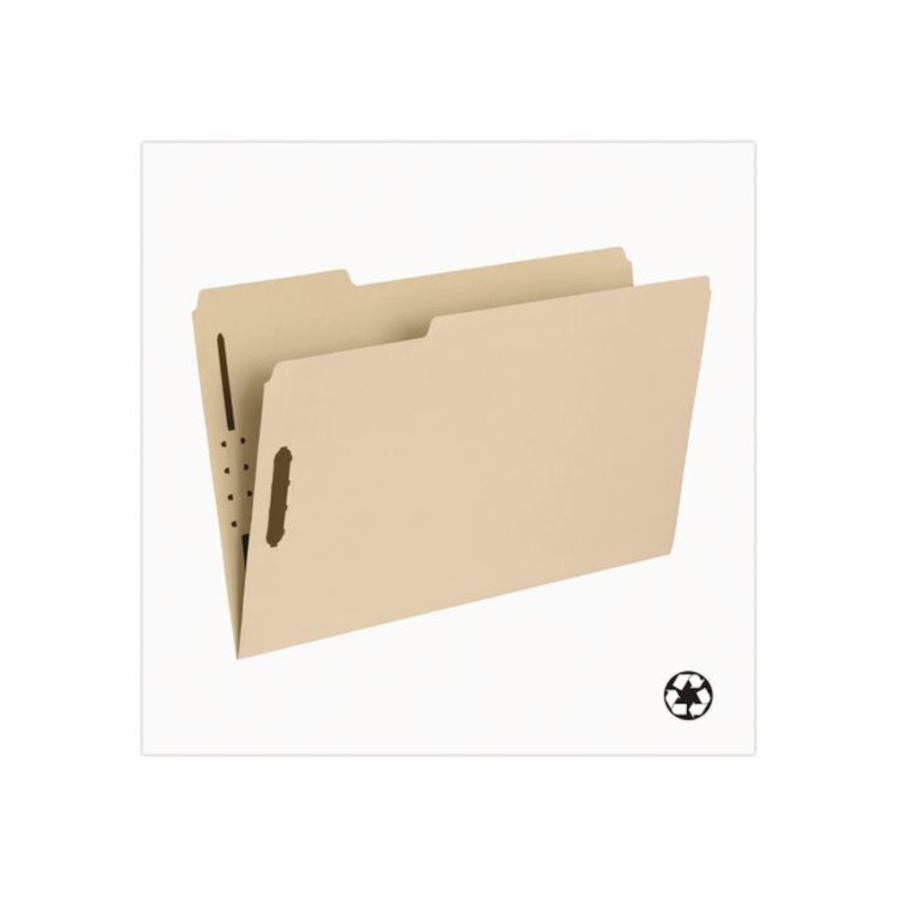 Top Tab Fastener Folder, 1/3-Cut Tab: Assorted, Expands 2", 2 Fasteners, Legal Size, Manila, 5/Box. Picture 2