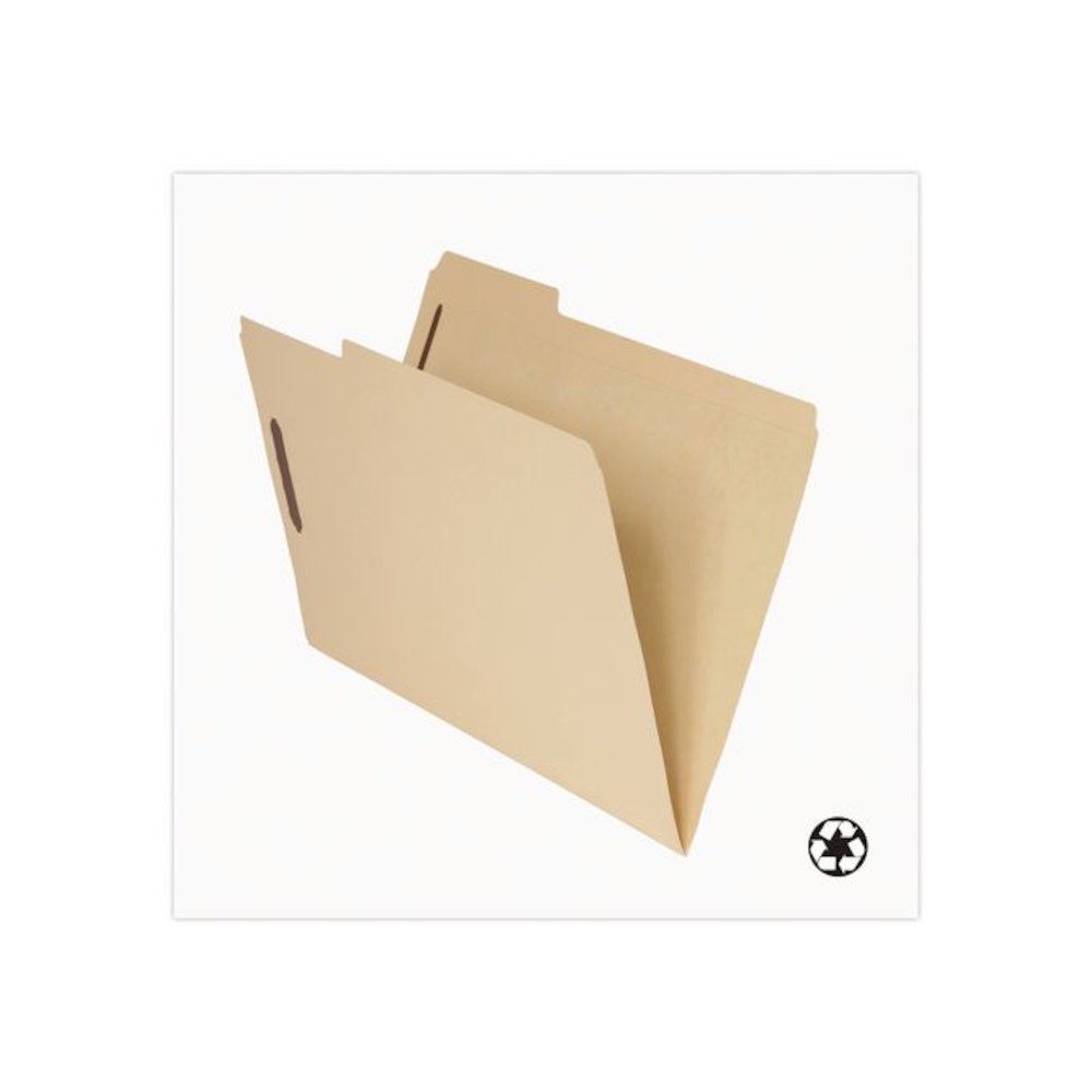 Top Tab Fastener Folder, 1/3-Cut Tab: Assorted, Expands 2", 2 Fasteners, Legal Size, Manila, 5/Box. Picture 3