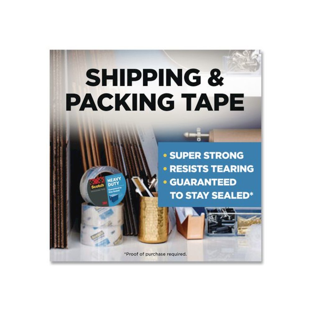 3850 Heavy-Duty Packaging Tape, 3" Core, 1.88" x 38.2 yds, Clear, 3 Rolls/Pack. Picture 2