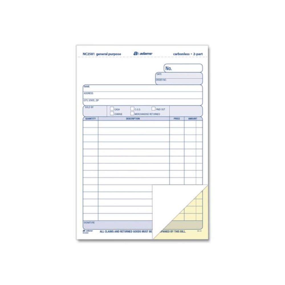General Purpose Forms, Two-Part Carbonless, 8.5 x 5.67, 100 Forms Total/Pack. Picture 2