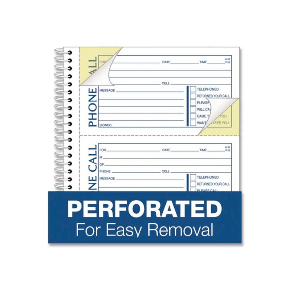 Wirebound Telephone Message Book, Two-Part Carbonless, 4.75 x 2.5, 4 Forms/Sheet, 400 Forms Total, 2/Pack. Picture 4
