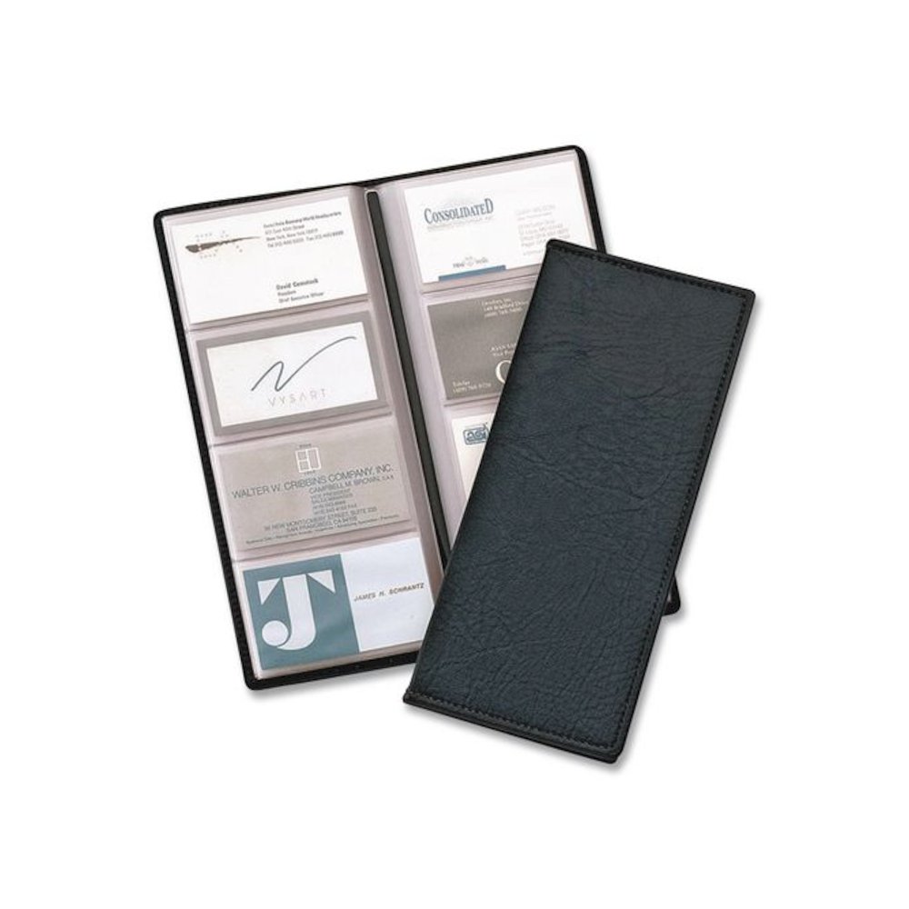 Business Card File, Holds 96 Cards, 4.3 x 0.4 x 10.4, Vinyl, Black. Picture 3