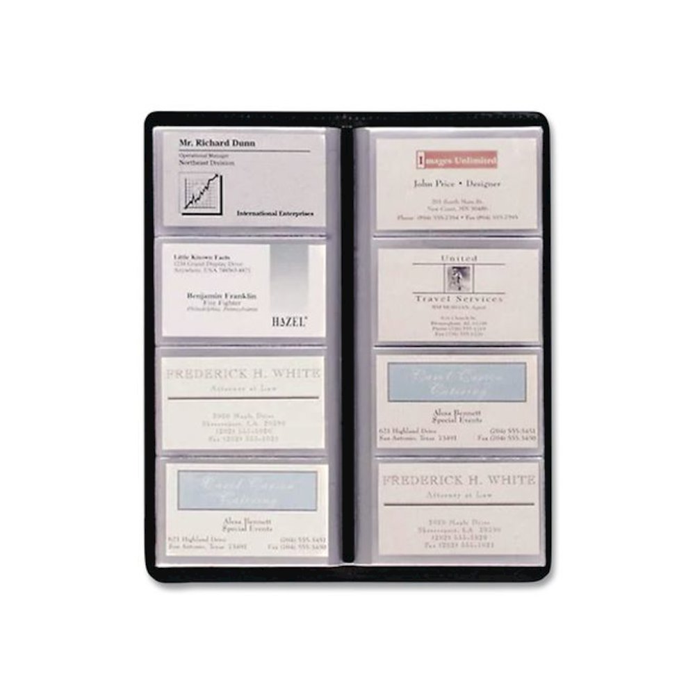 Business Card File, Holds 96 Cards, 4.3 x 0.4 x 10.4, Vinyl, Black. Picture 4