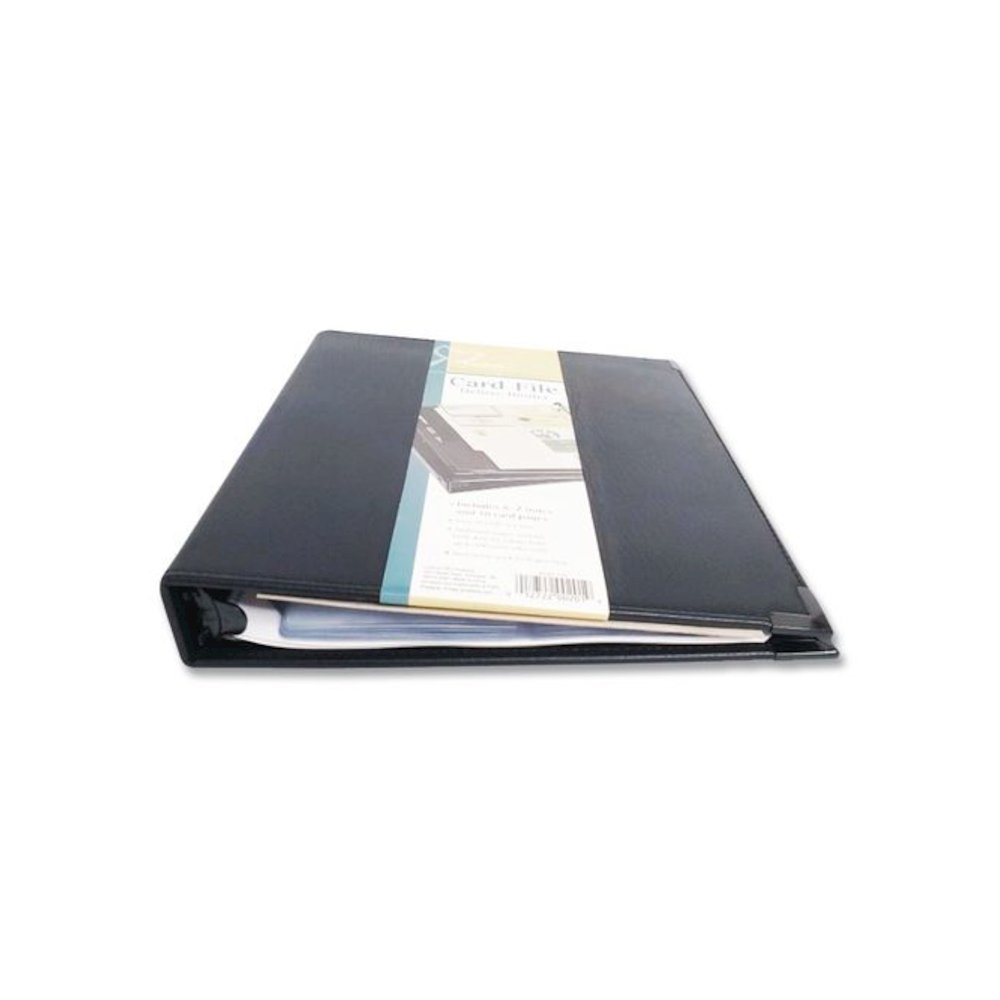 Business Collection Business Card Binder, Holds 200 2" x 3.5" Cards, 10.4 x 1.75 x 11.5, Vinyl, Black. Picture 4