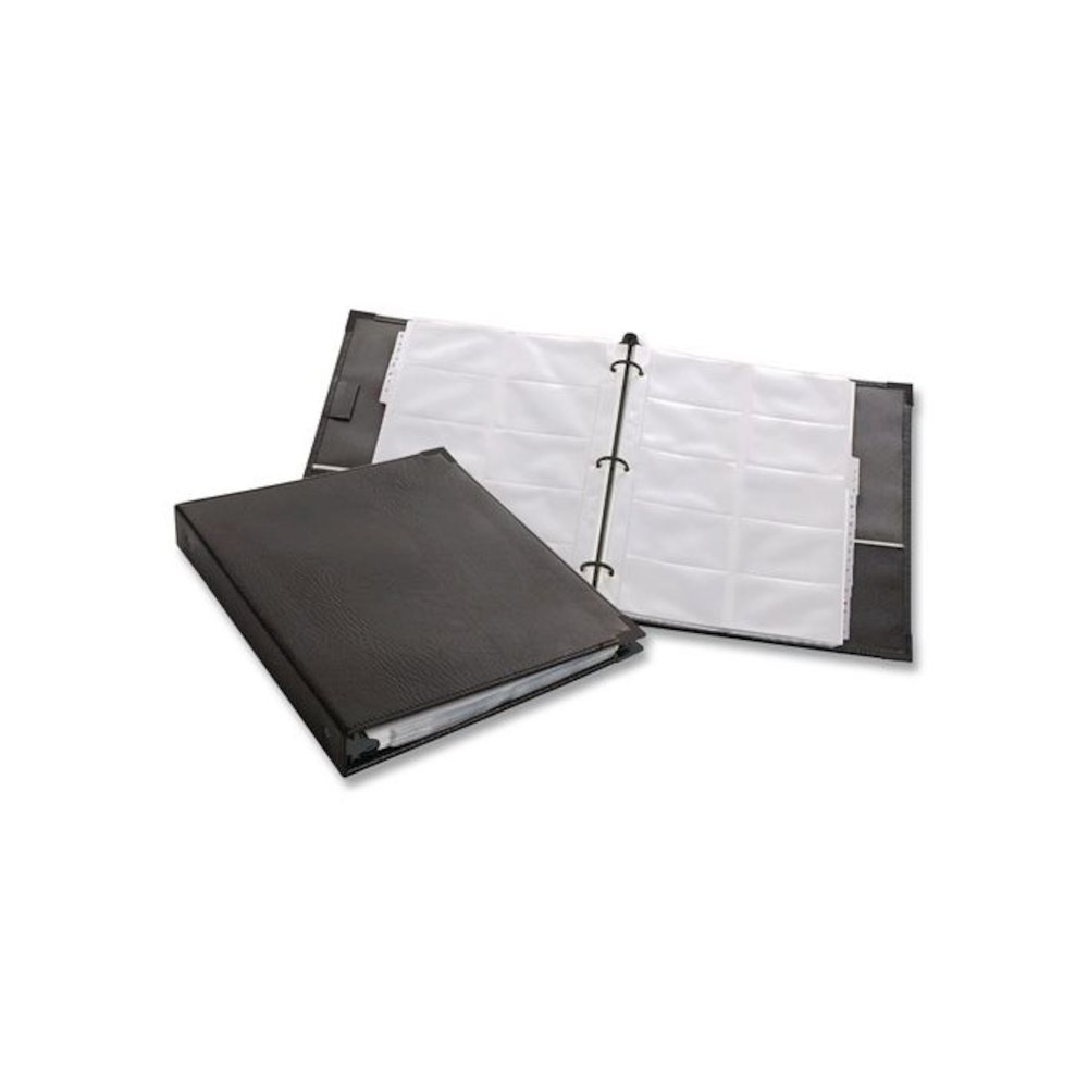 Business Collection Business Card Binder, Holds 200 2" x 3.5" Cards, 10.4 x 1.75 x 11.5, Vinyl, Black. Picture 3