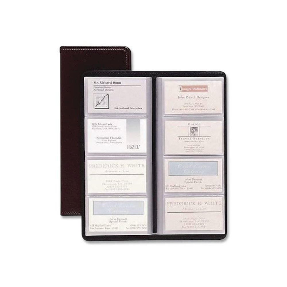 Business Card File, Holds 96 Cards, 4.3 x 0.4 x 10.4, Vinyl, Black. Picture 1