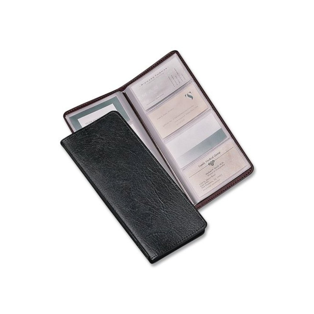 Business Card File, Holds 96 Cards, 4.3 x 0.4 x 10.4, Vinyl, Black. Picture 2