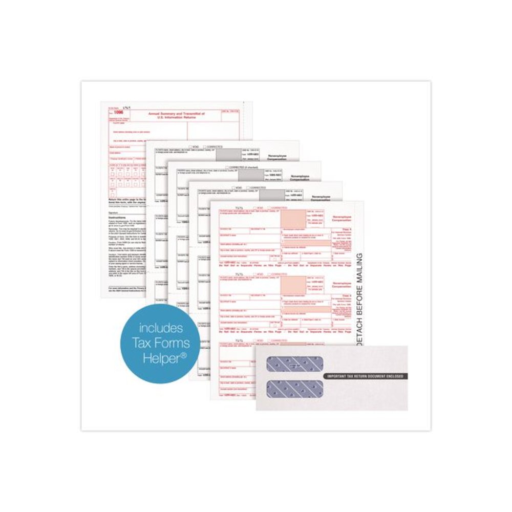 2024 1099-NEC 4-Part Laser/Inkjet Tax Forms with Envelopes and Software, 8.5 x 3.66, 3 Forms/Sheet, 50 Forms Total. Picture 2