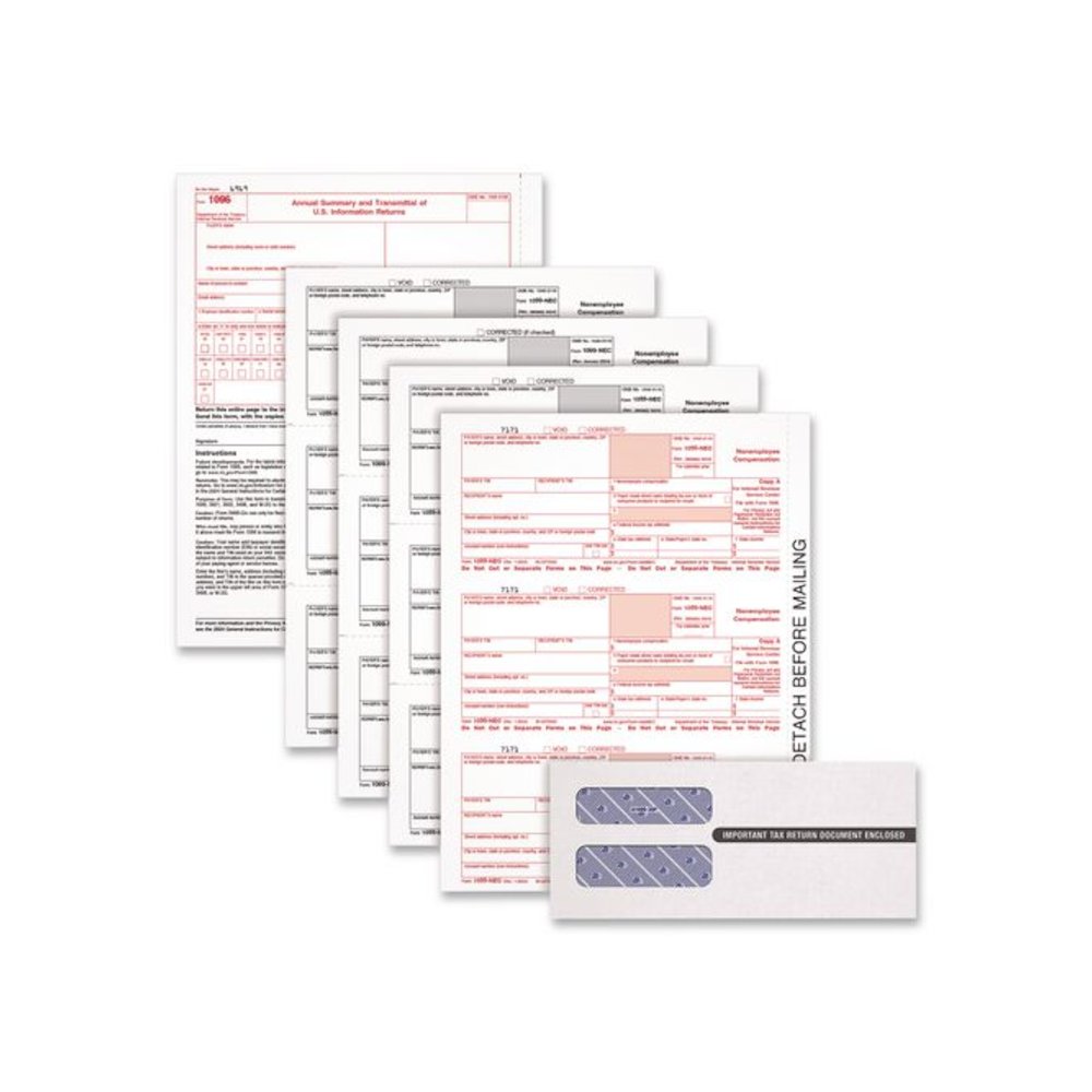 2024 1099-NEC 4-Part Laser/Inkjet Tax Forms with Envelopes and Software, 8.5 x 3.66, 3 Forms/Sheet, 50 Forms Total. Picture 1