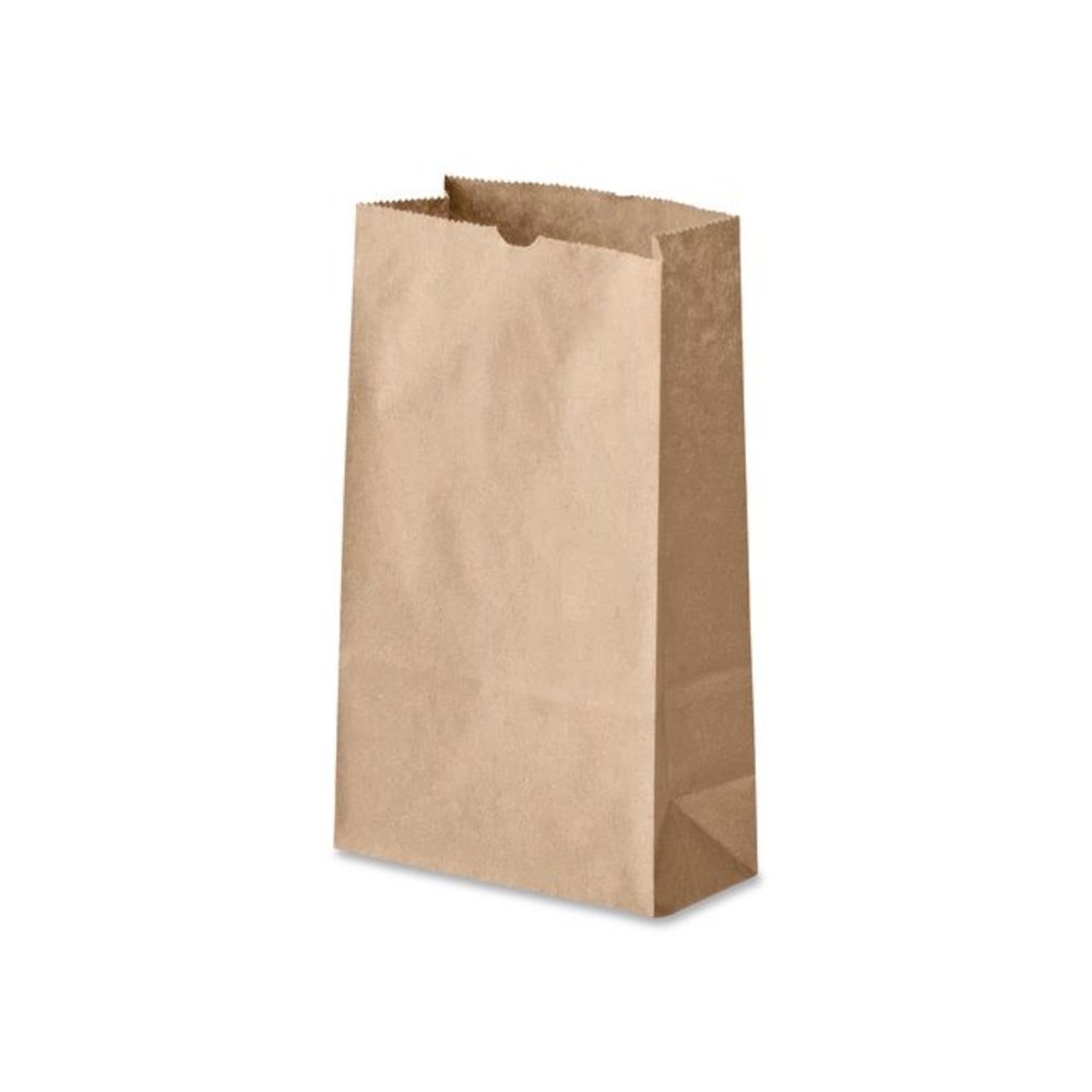 Grocery Paper Bags, 5# Size, 35# Basis Weight, 5.25" x 3.38" x 10.94", Kraft, 500/Bundle. Picture 2