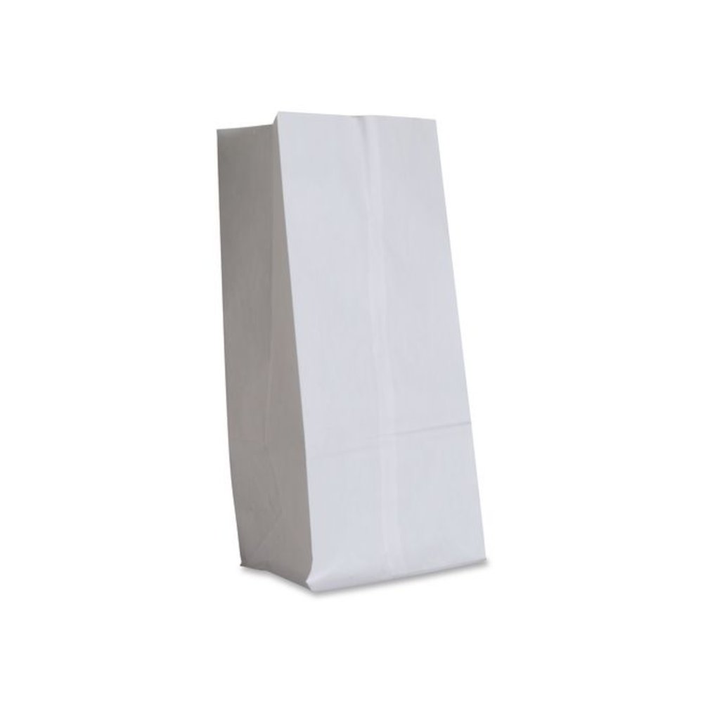 Grocery Paper Bags, 20# Size, 40# Basis Weight, 8.25" x 5.25" x 16.13", White, 500/Bundle. Picture 2