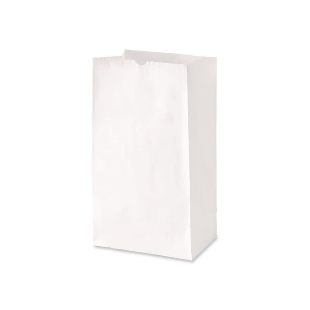 Grocery Paper Bags, 20# Size, 40# Basis Weight, 8.25" x 5.25" x 16.13", White, 500/Bundle. Picture 3