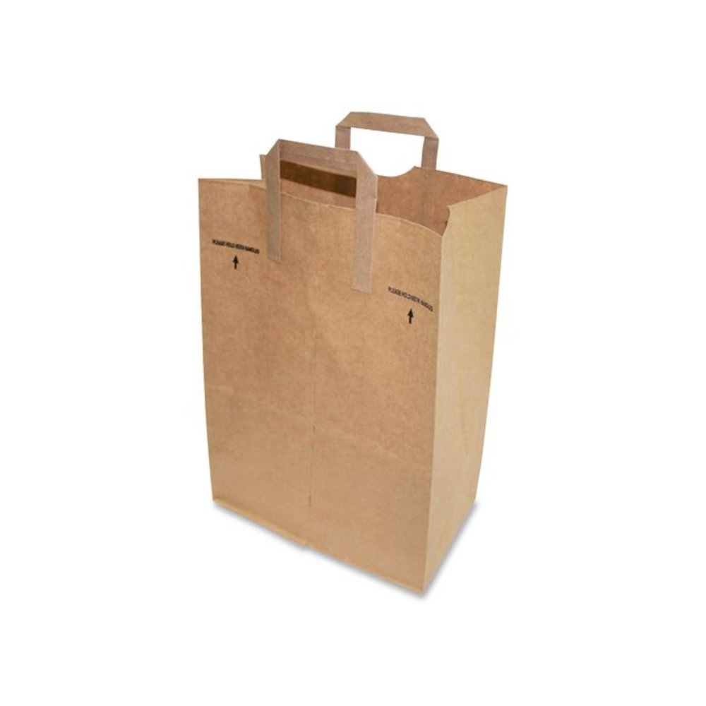 Grocery Paper Bags, 1/6 BBL Size, 70# Basis Weight, Flat Handles, 11" x 7" x 16.25", Kraft, 300/Bundle. Picture 4