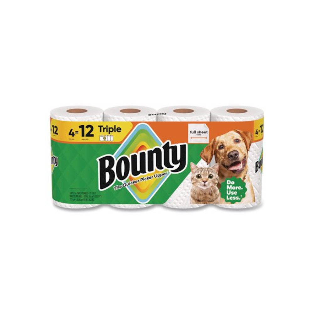 Kitchen Roll Paper Towels, 2-Ply, White, 10.5 x 11, 75 Sheets/Roll, 4 Triple Rolls/Pack, 6 Packs/Carton. Picture 1