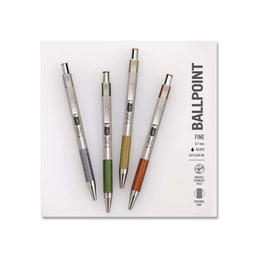 F-301 Signature Series Earthy Tones Ballpoint Pen, Retractable, Fine 0.7 mm, Black Ink, Assorted Earthy Tones Barrel, 4/Pack. Picture 5