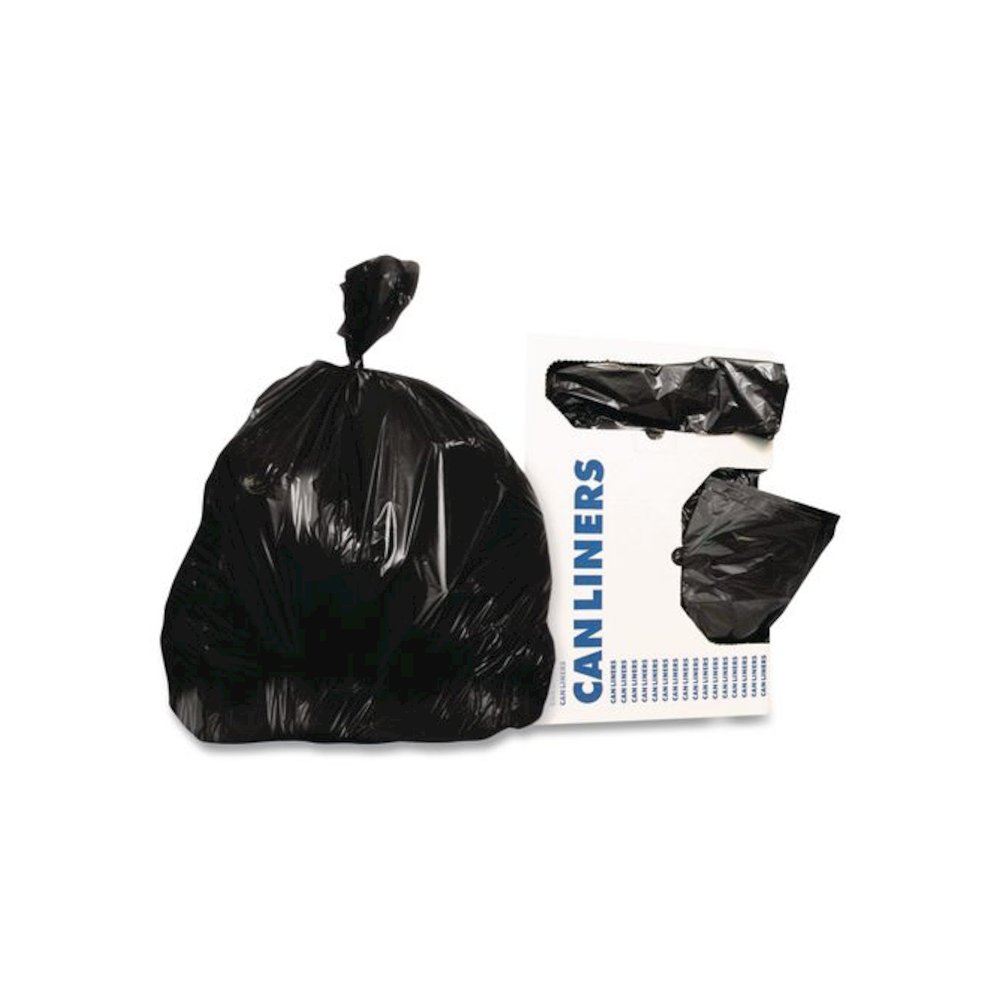 Linear Low-Density Can Liners, 45 gal, 0.7 mil, 40" x 46", Black, 250/Carton. Picture 4