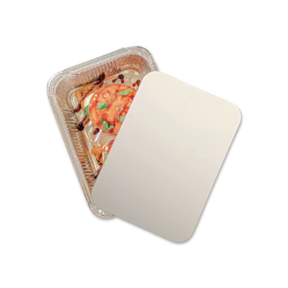 Laminated Board Lid, 7 x 5, Silver/White, Aluminum, 500/Carton. Picture 5