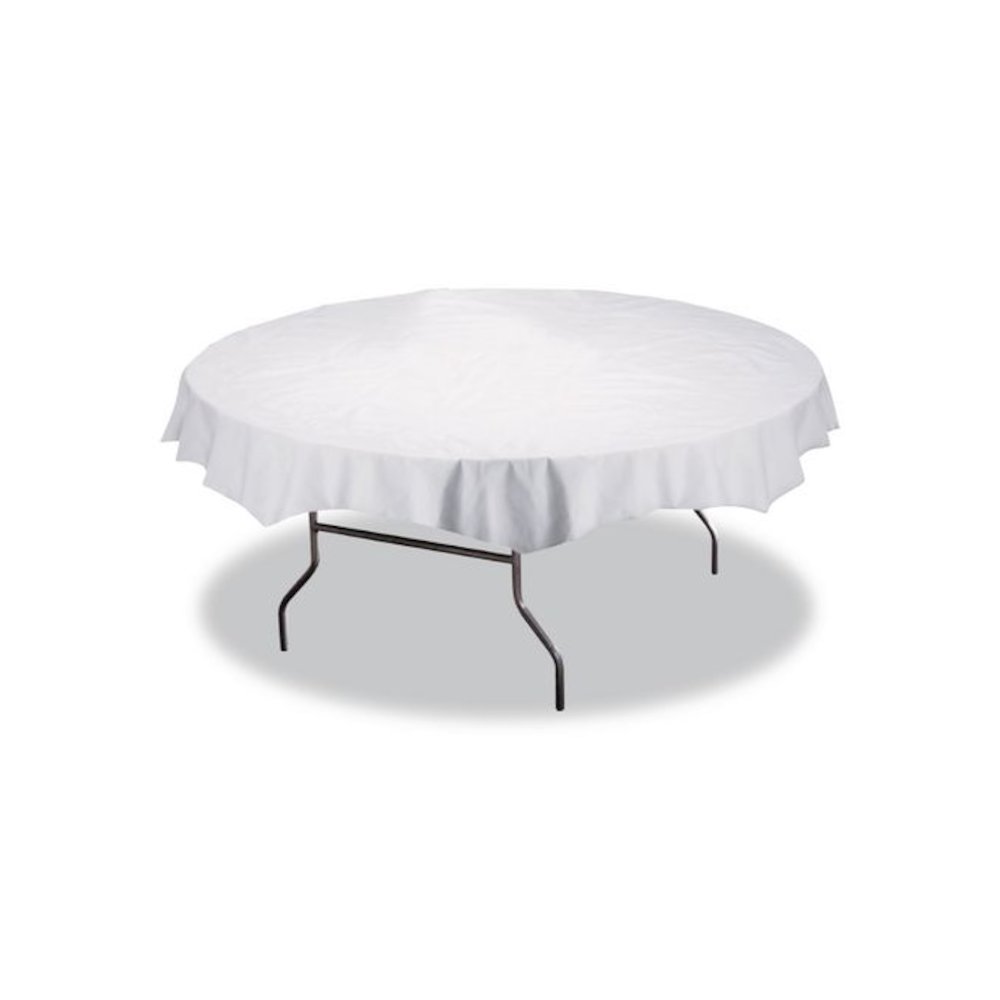 Tissue/Poly Tablecovers, 82" Diameter, White, 25/Carton. Picture 2