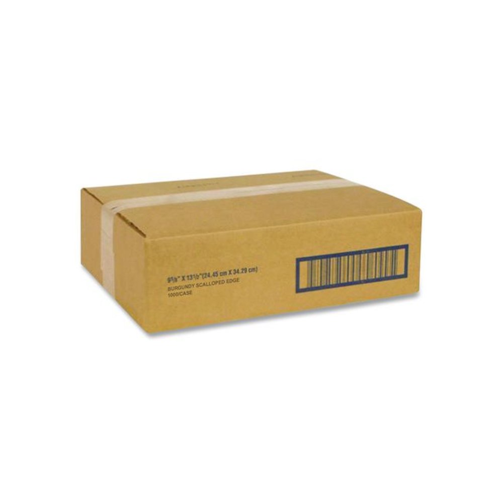 Placemats, Smooth Surface, Scalloped Edges, 13.5" x 9.5", Burgundy, 1,000/Carton. Picture 3