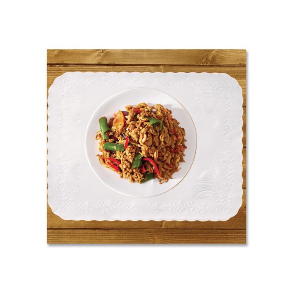 Scalloped Edge Traymat, Anniversary Embossed Surface, 19" x 14", White, 1,000/Carton. Picture 2