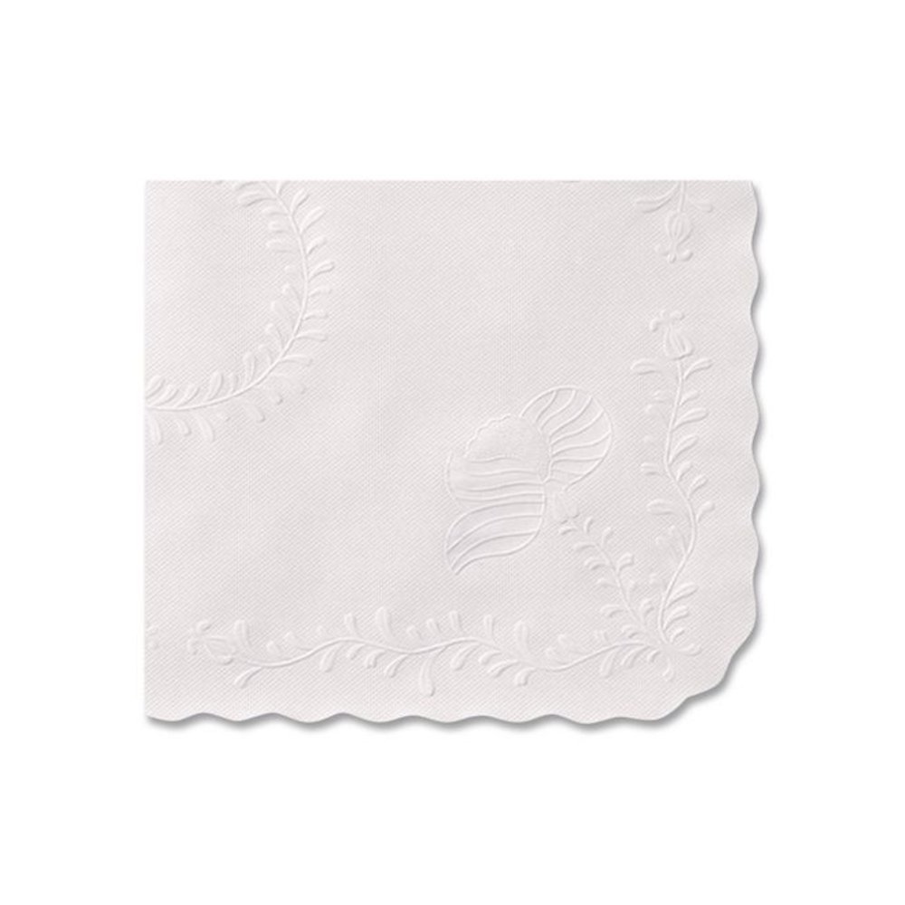Scalloped Edge Traymat, Anniversary Embossed Surface, 19" x 14", White, 1,000/Carton. Picture 4