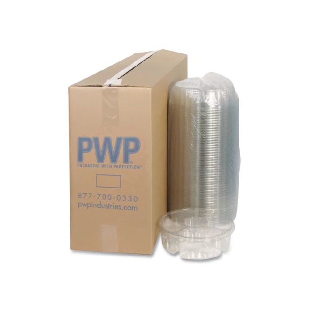 Dip Cup Platter, 4 Compartments, 64 oz, 10" Diameter, Clear, Plastic, 100/Carton. Picture 1