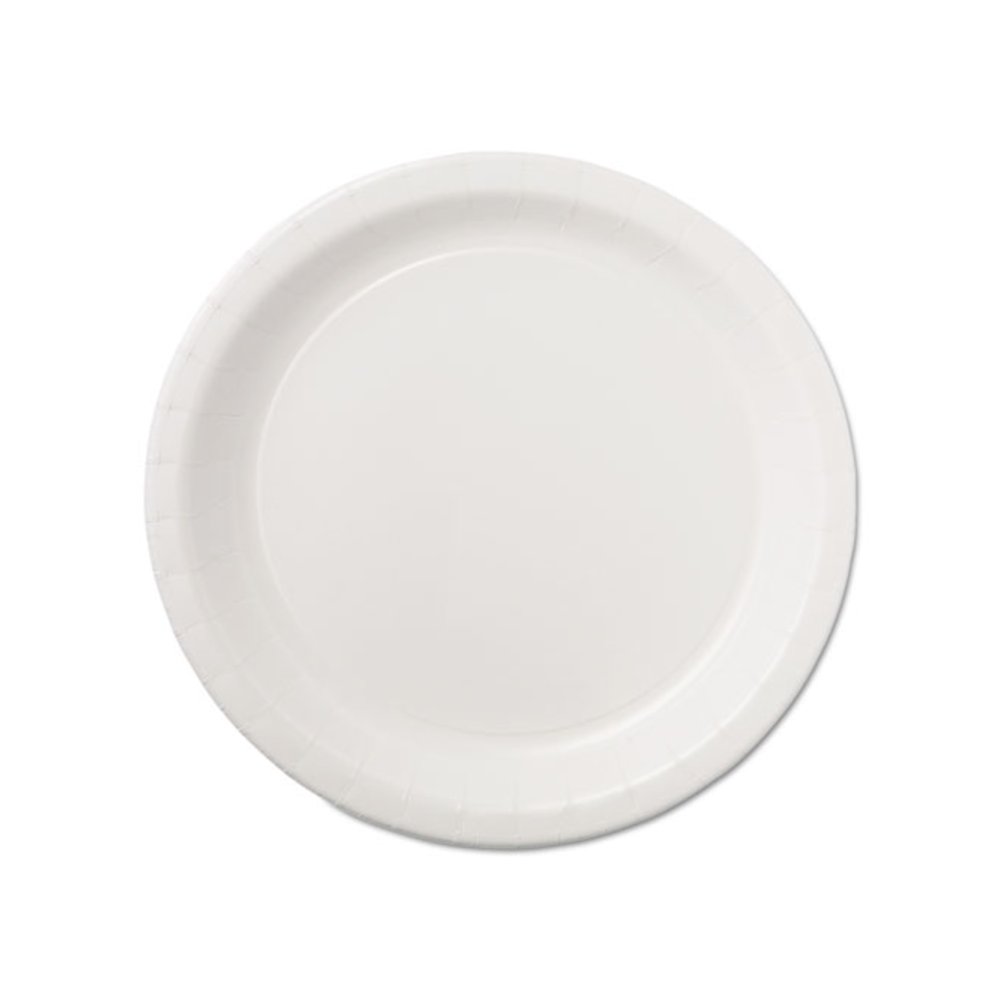 Coated Paper Dinnerware, Plate, 9" dia, White, 50/Pack, 10 Packs/Carton. Picture 1