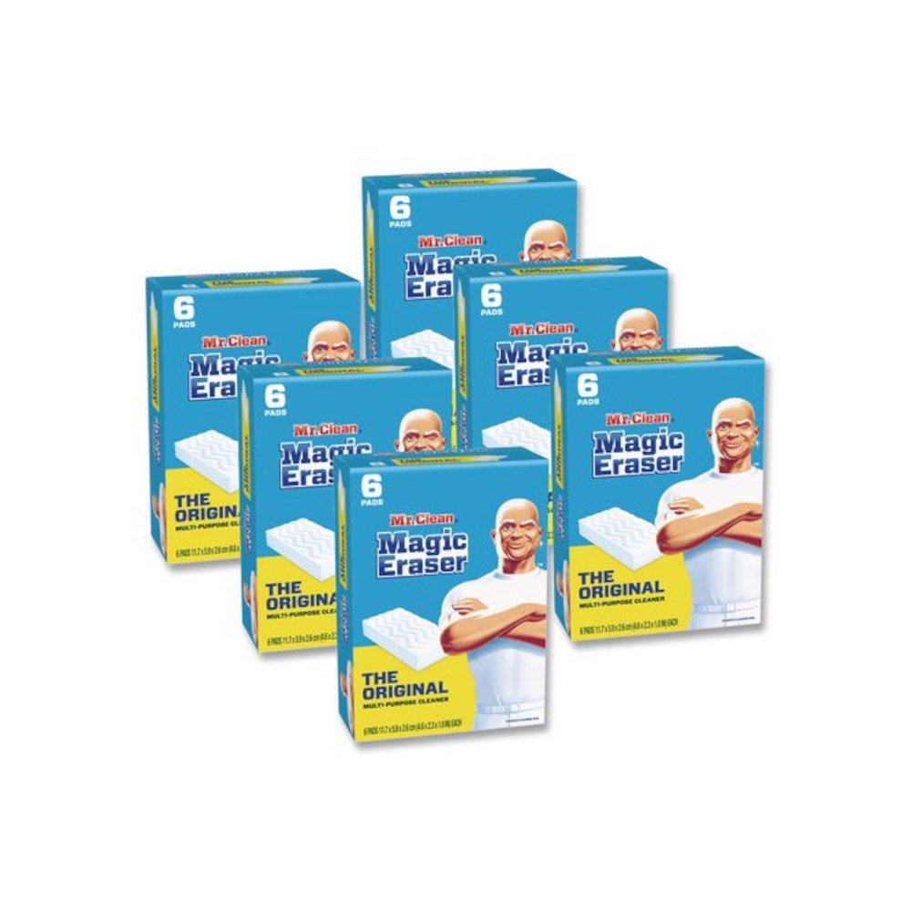 Magic Eraser, 2.2 x 4.6, 0.6" Thick, White, 6/Pack, 6 Packs/Carton. Picture 1