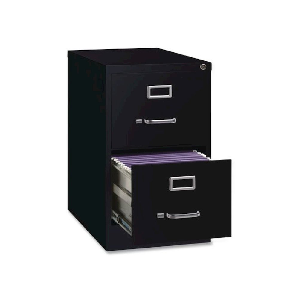 Two-Drawer Economy Vertical File, 2 Legal-Size File Drawers, Black, 18" x 25" x 28.38". Picture 3