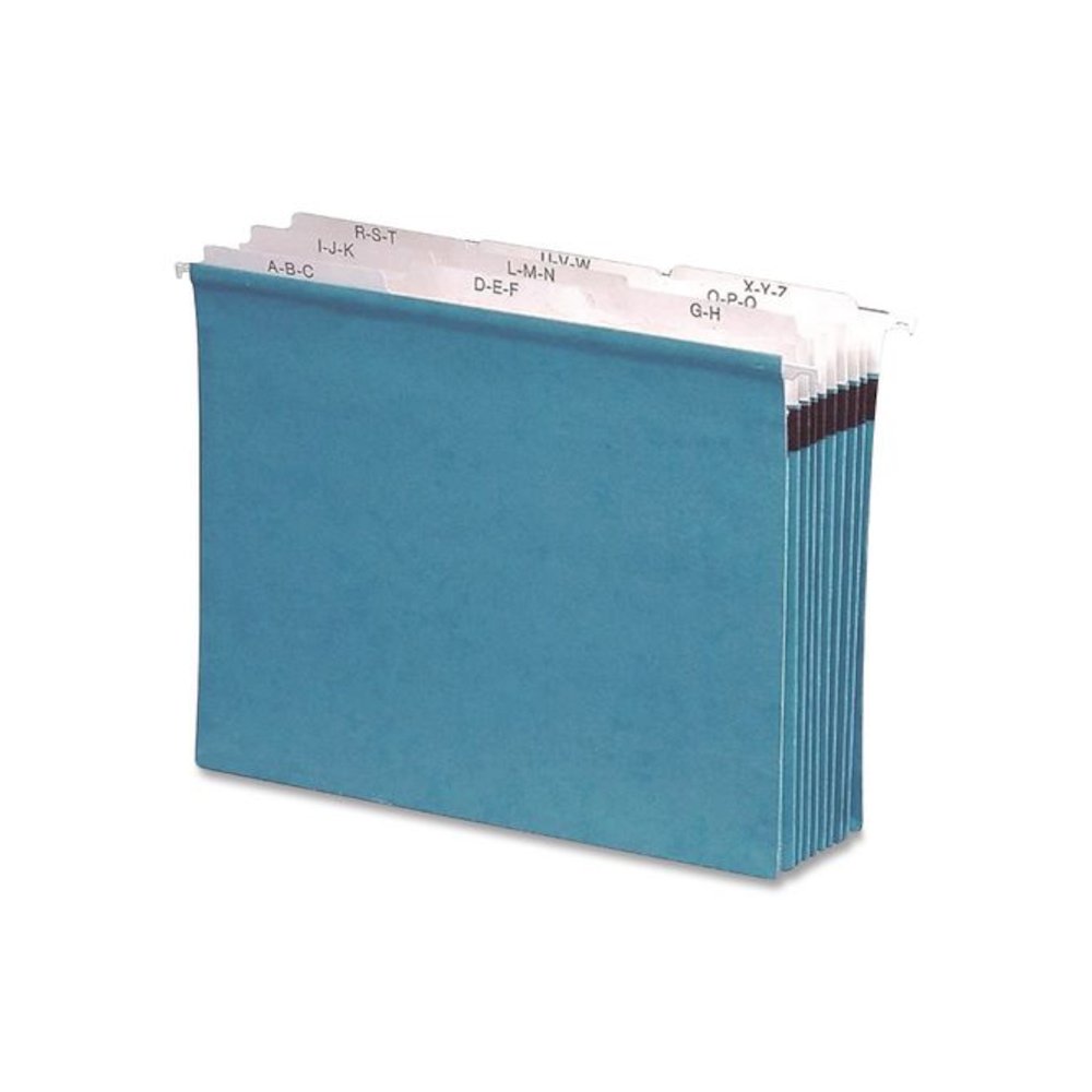 SureHook Nine-Section Hanging Folder, 9 Sections, 5.25" Capacity, Letter Size, 1/5-Cut Tabs, Blue. Picture 3