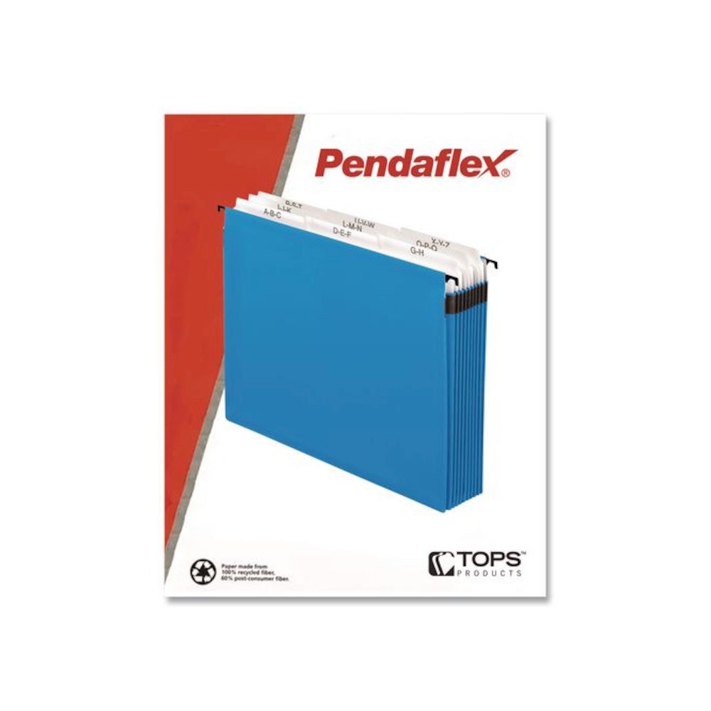 SureHook Nine-Section Hanging Folder, 9 Sections, 5.25" Capacity, Letter Size, 1/5-Cut Tabs, Blue. Picture 2