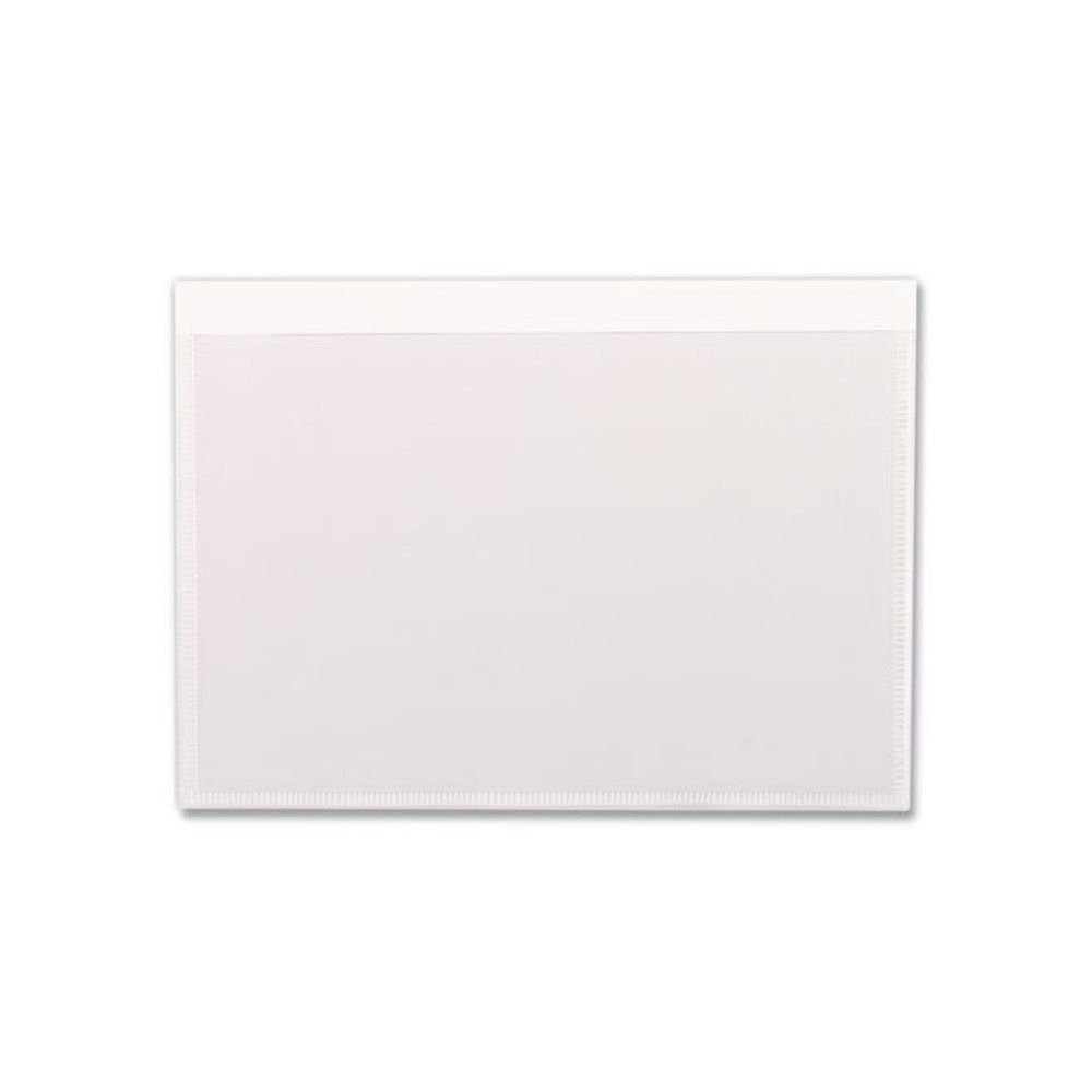 Self-Adhesive Pockets, 8" x 5", Clear Front/White Back, 100/Box. Picture 2