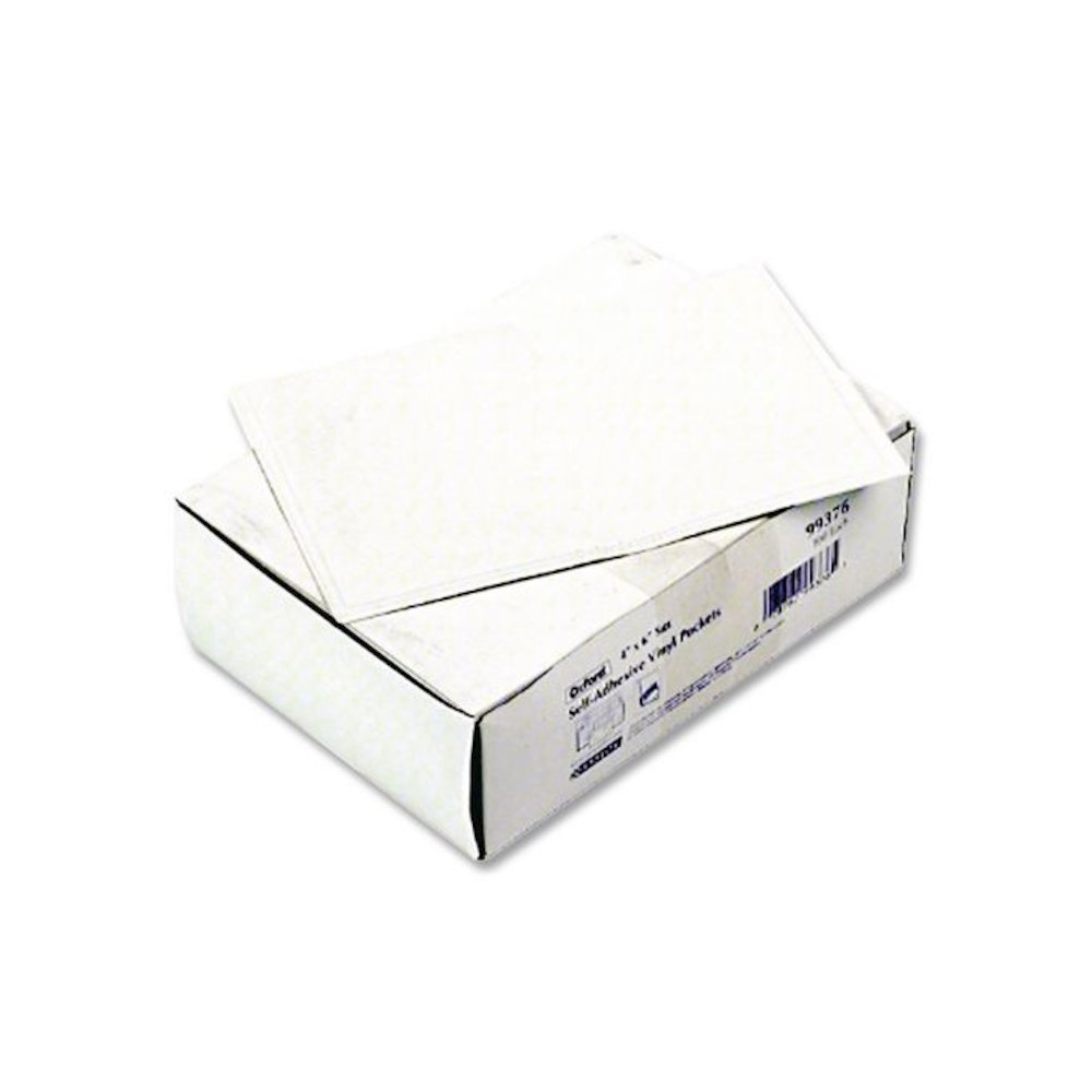 Self-Adhesive Pockets, 6" x 4", Clear Front/White Back, 100/Box. Picture 4