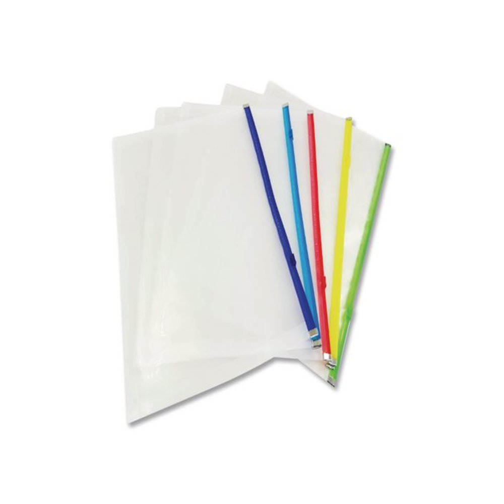 Poly Zip Check Envelope, Zipper Closure, 10.13 x 5.13, Assorted Colors, 5/Pack. Picture 2