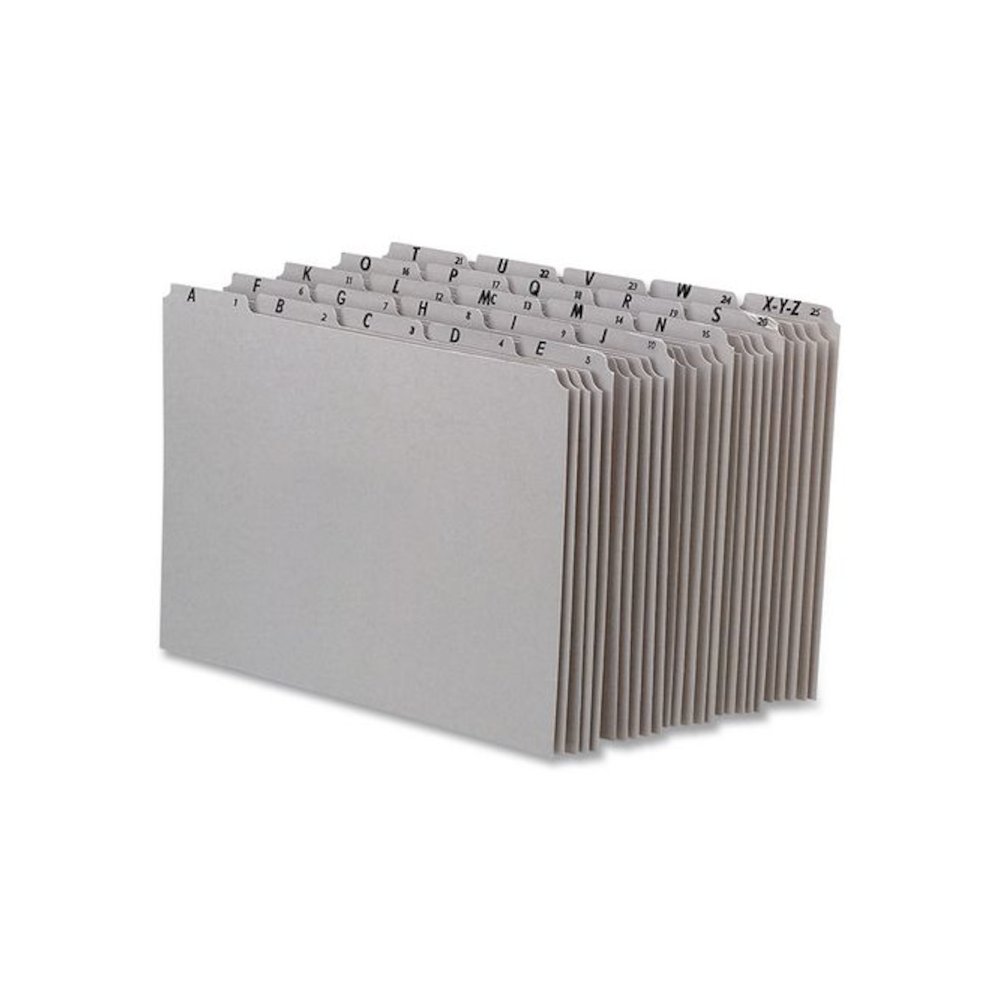 Top Tab A-Z File Guides, 1/5-Cut Top Tab, A to Z, 8.5 x 14, Gray, 25/Set. Picture 1