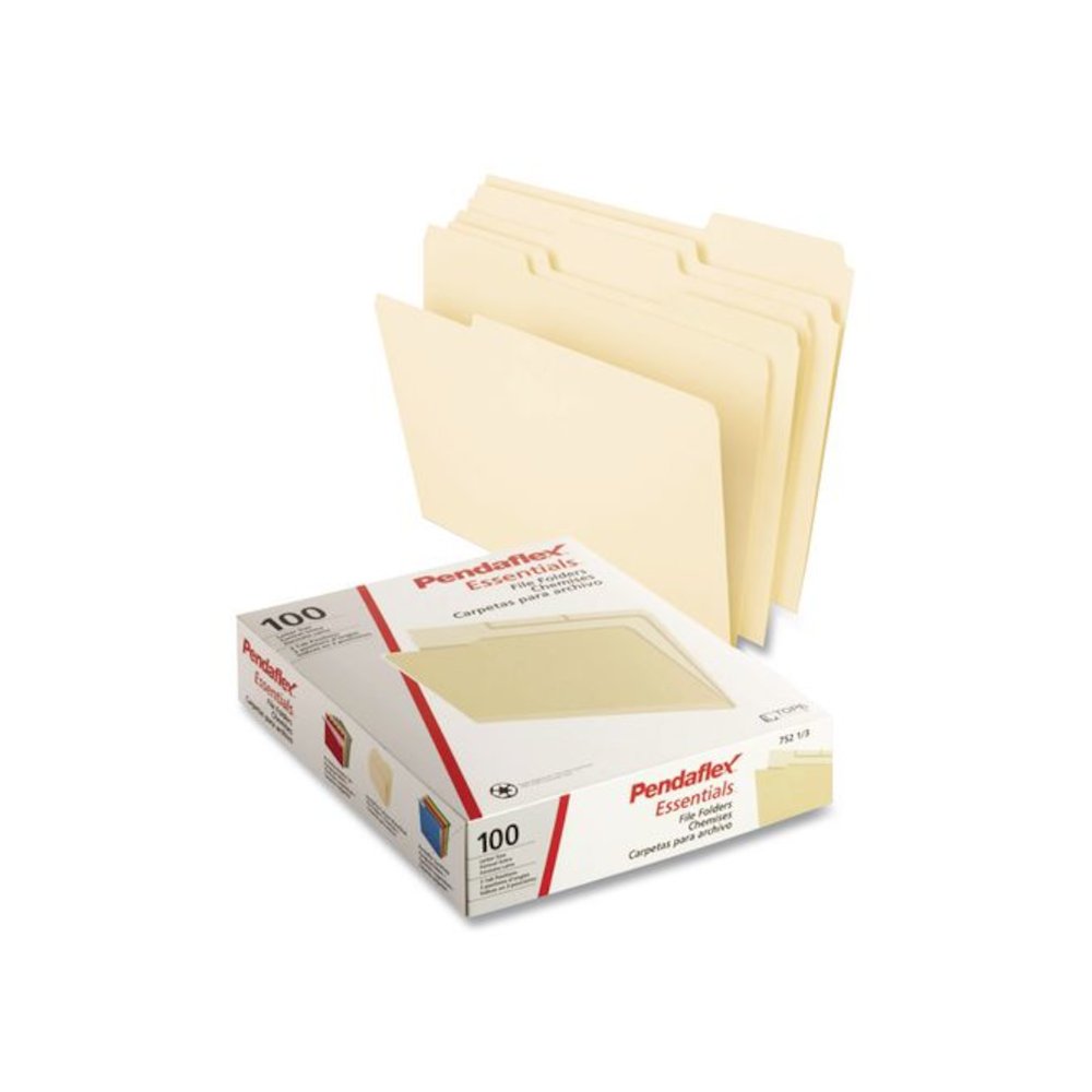 Manila End Tab Folders, 9.5" High Front, Straight 2-Ply Tabs, Letter Size, Manila, 100/Box. Picture 2