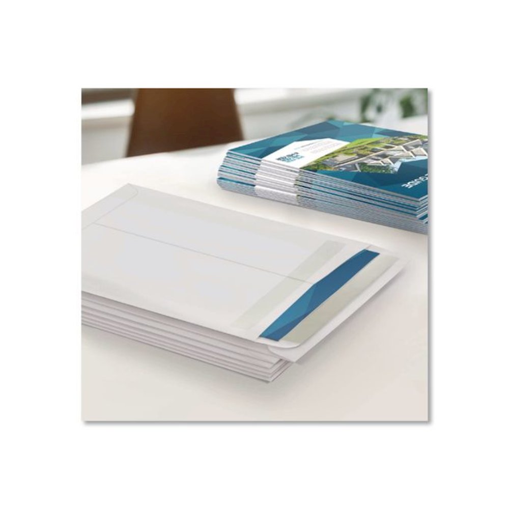 Redi-Strip Security Tinted Envelope, #10 1/2, Square Flap, Redi-Strip Adhesive Closure, 9 x 12, White, 100/Box. Picture 4