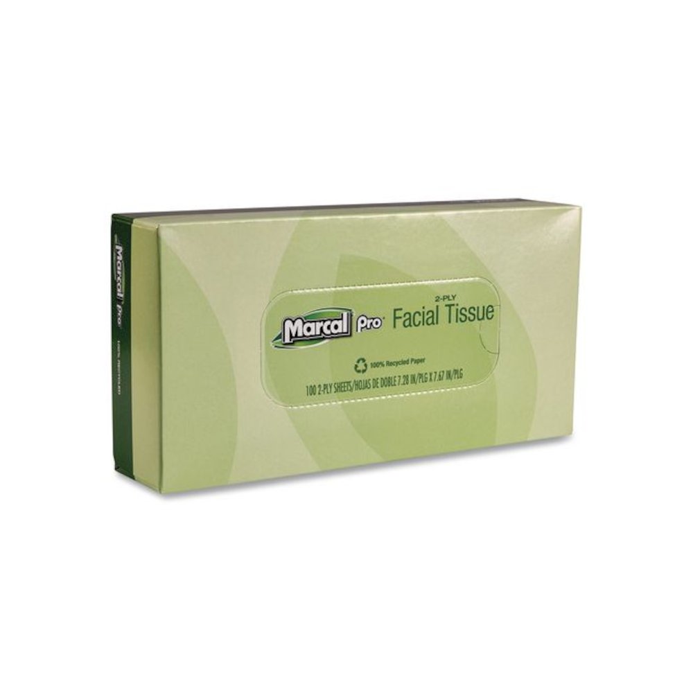 100% Recycled Convenience Pack Facial Tissue, 2-Ply, White, 100 Sheets/Box, 30/Carton. Picture 2