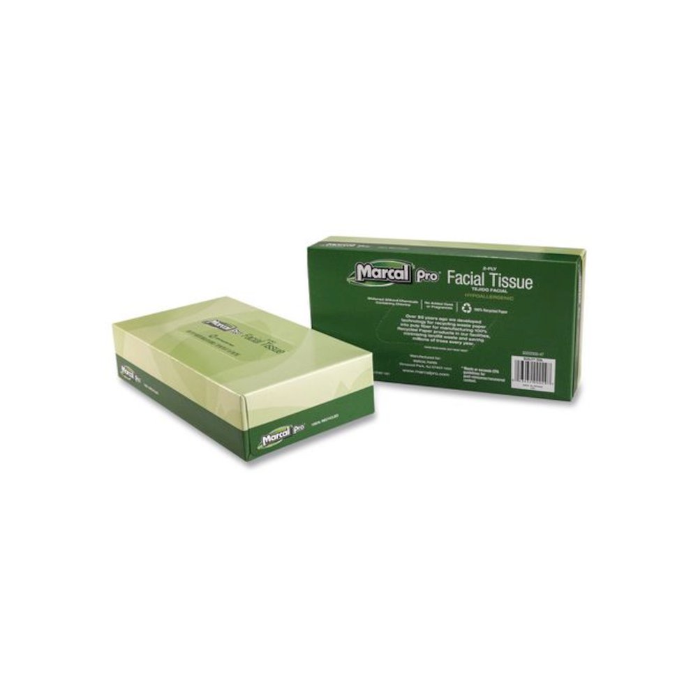 100% Recycled Convenience Pack Facial Tissue, 2-Ply, White, 100 Sheets/Box, 30/Carton. Picture 4