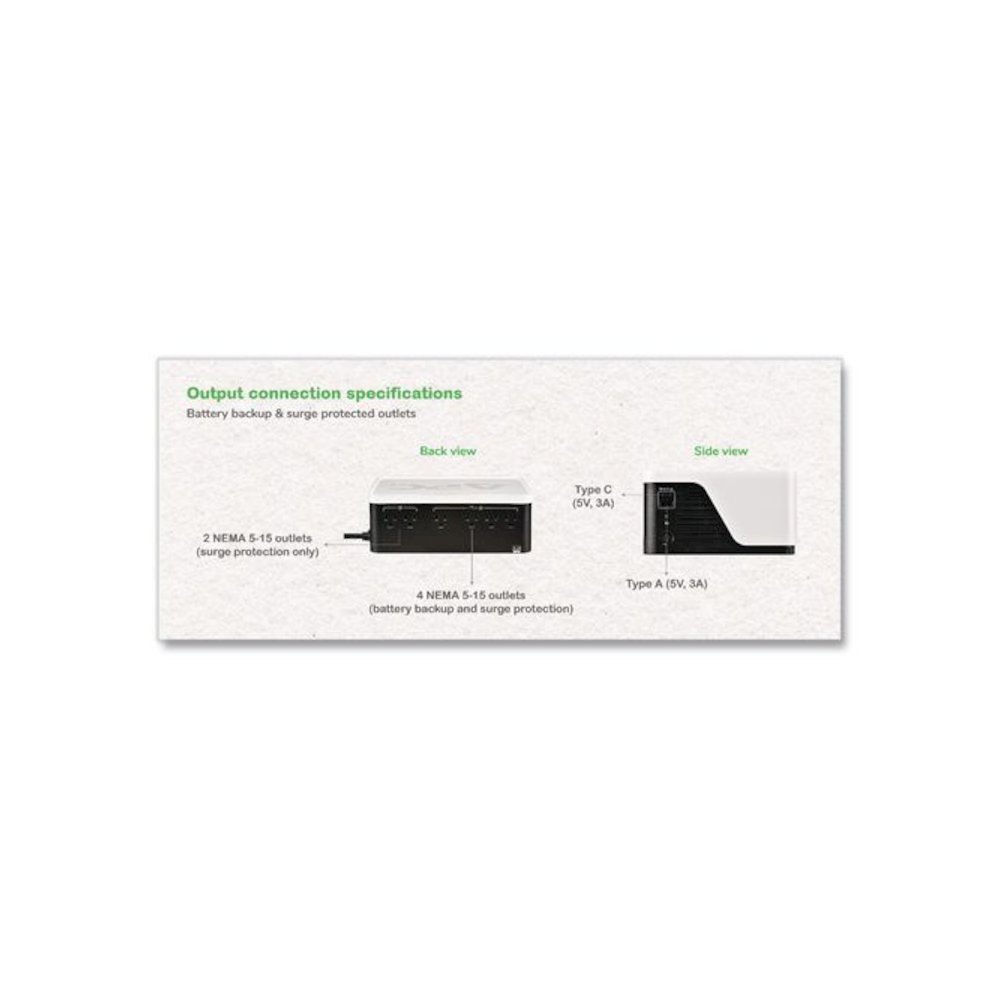Back-UPS BE700G3 Battery Backup System, 6 Outlets, 700 VA, 490 J. Picture 5