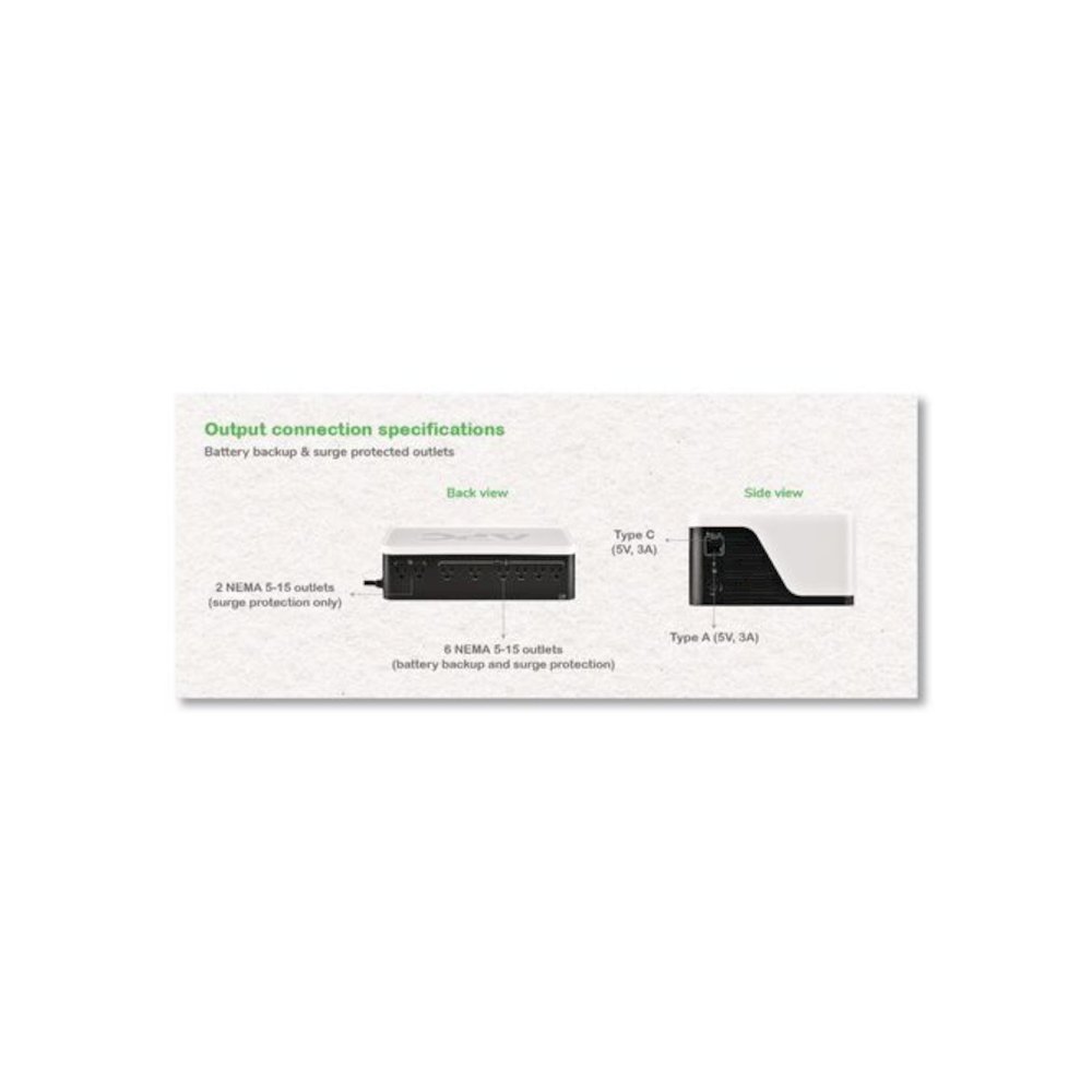 Back-UPS BE900G3 Battery Backup System, 8 Outlets, 900 VA, 490 J. Picture 4