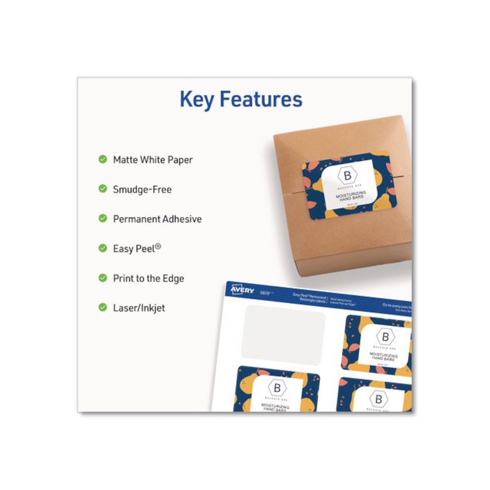 Rectangular Labels with Sure Feed Technology, Inkjet/Laser, 2 x 3, Matte White, 8 Labels/Sheet, 25 Sheets/Pack. Picture 2