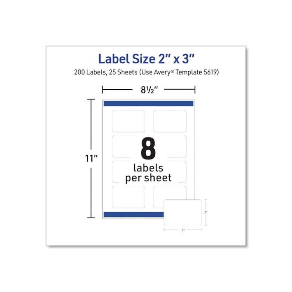 Rectangular Labels with Sure Feed Technology, Inkjet/Laser, 2 x 3, Matte White, 8 Labels/Sheet, 25 Sheets/Pack. Picture 5