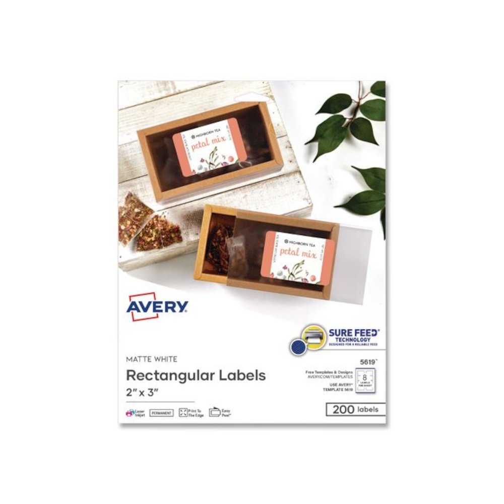 Rectangular Labels with Sure Feed Technology, Inkjet/Laser, 2 x 3, Matte White, 8 Labels/Sheet, 25 Sheets/Pack. Picture 1