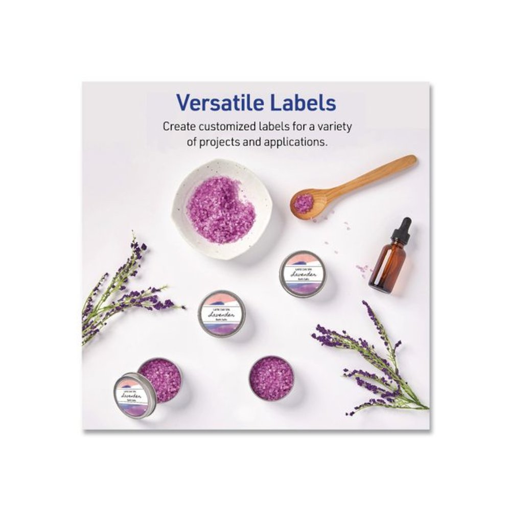 Waterproof Round Labels with Sure Feed Technology, Laser/Pigment-Based Inkjet, 2" dia, Matte White, 12/Sheet, 8 Sheets/Pack. Picture 4